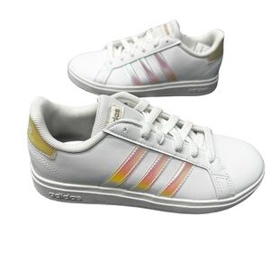 Adidas Grand Court 2.0 Kids Sneakers Sz 3 White Multicolor BNIB School Shoes!!